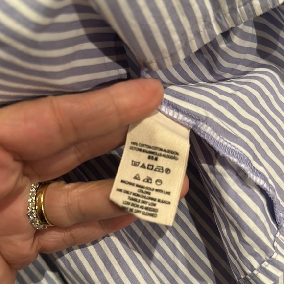 Free People It's A Cinch Button Down Striped Shirt White Blue Medium - Picture 6 of 12